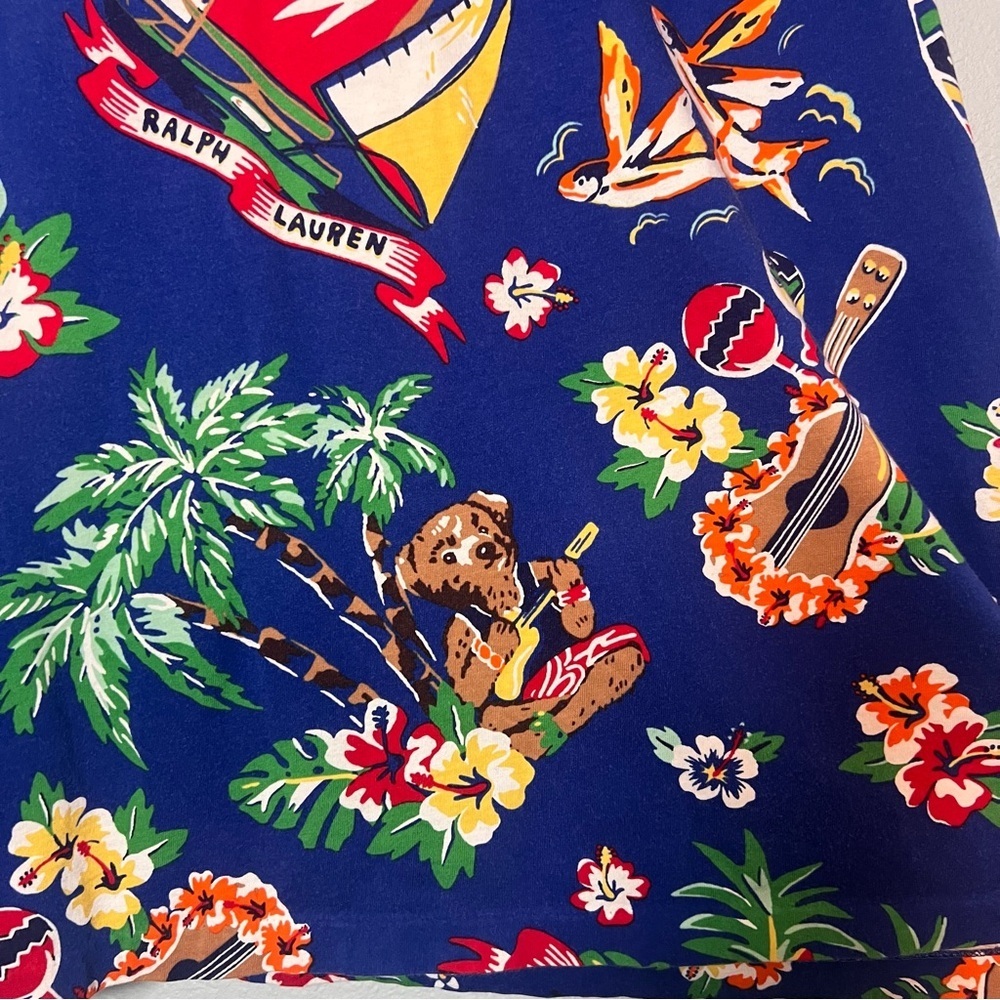 Polo by Ralph Lauren Aloha Bear Short Sleeve Shirt Size XXL Blue Tropical - Picture 9 of 12